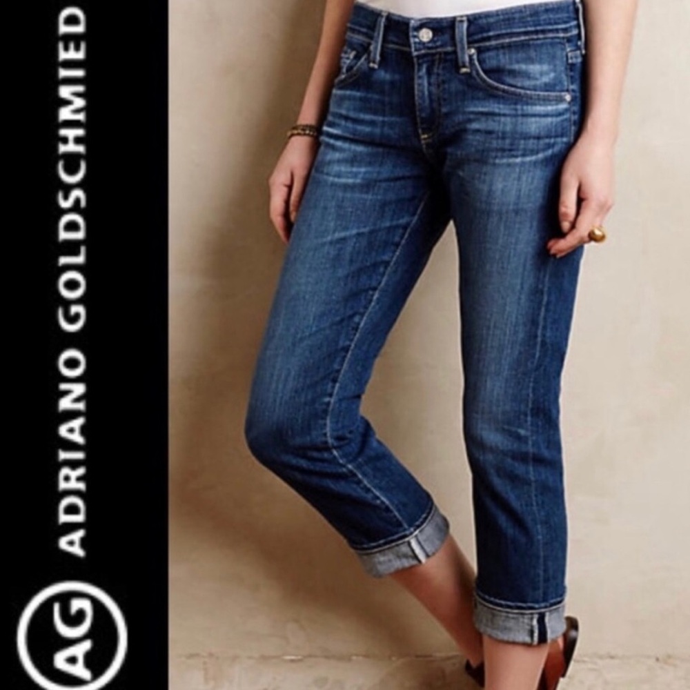 (Ag) Tomboy relaxed straight crop jeans